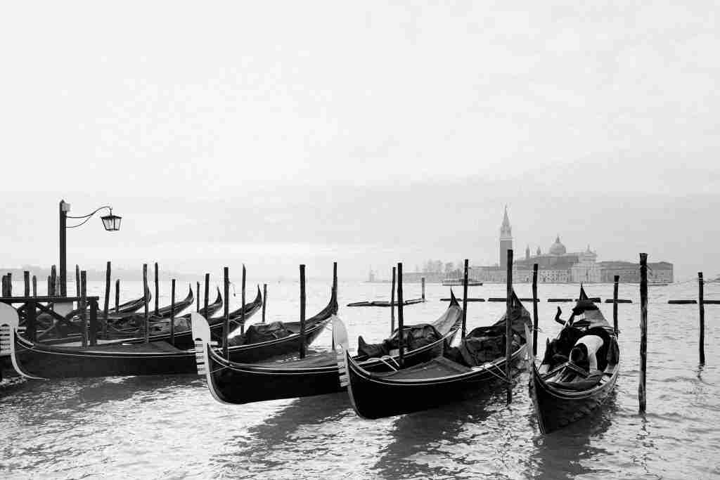 Gondolas November in Venice Honeymoon photographer in Venice Italy