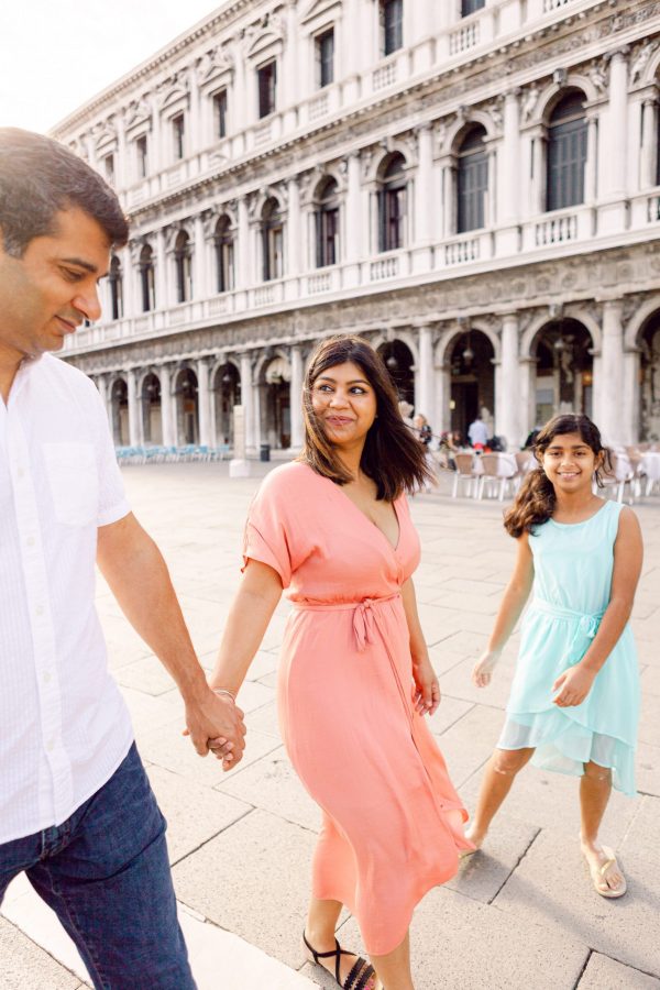 Family Photo Session in Venice, summer morning in Piazza San Marco