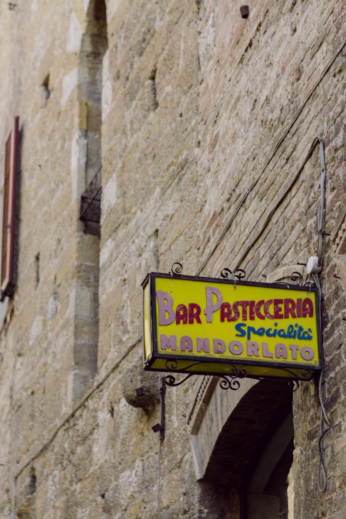 An old bar café in the town of San Gimignano