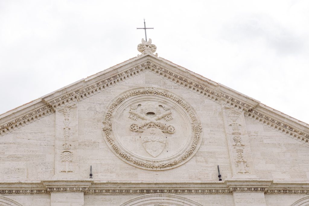 Detail of a church in Pienza, Tuscany
